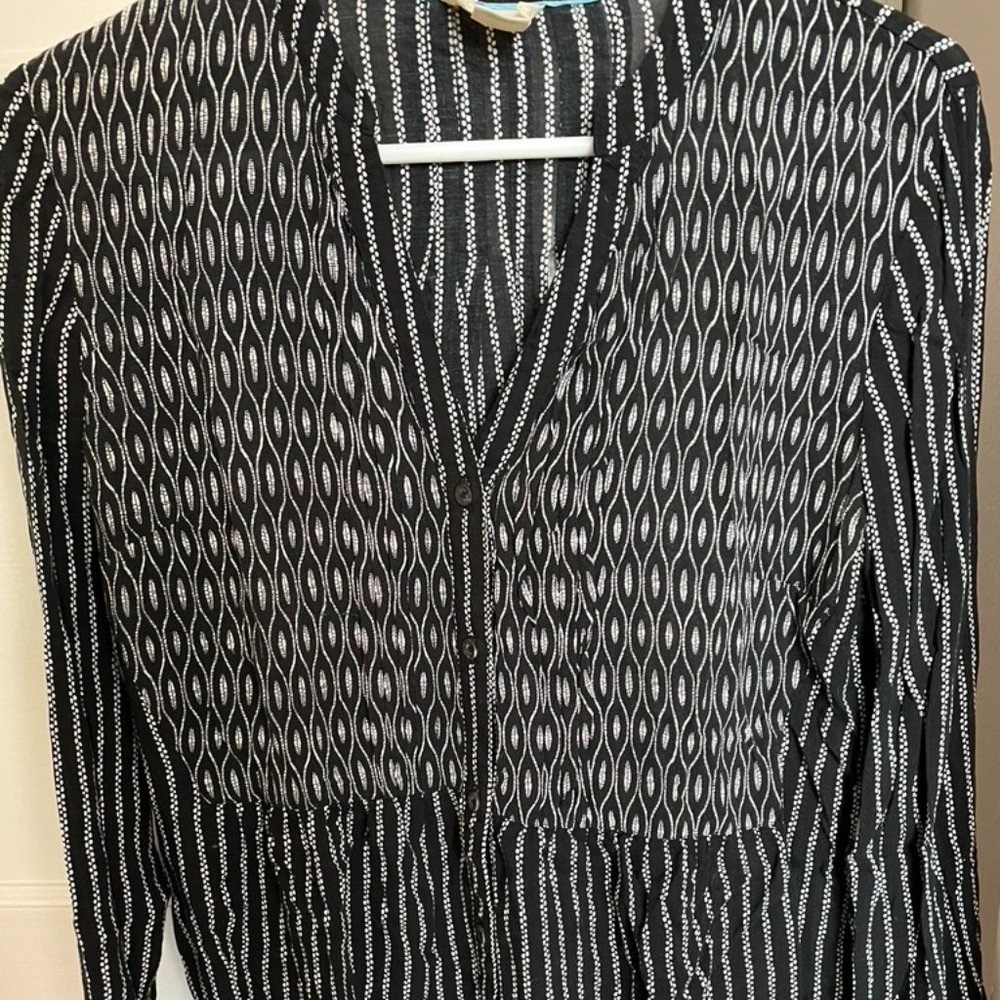 Maeve B&W Button-Up Tunic